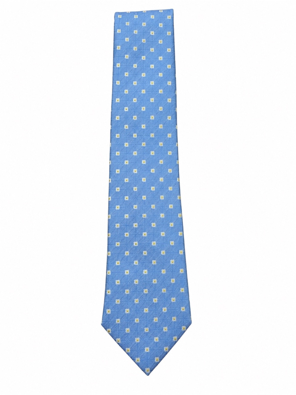 Hugo Boss Light Blue Silk Necktie Geometric Micro Pattern Men's Tie Italy